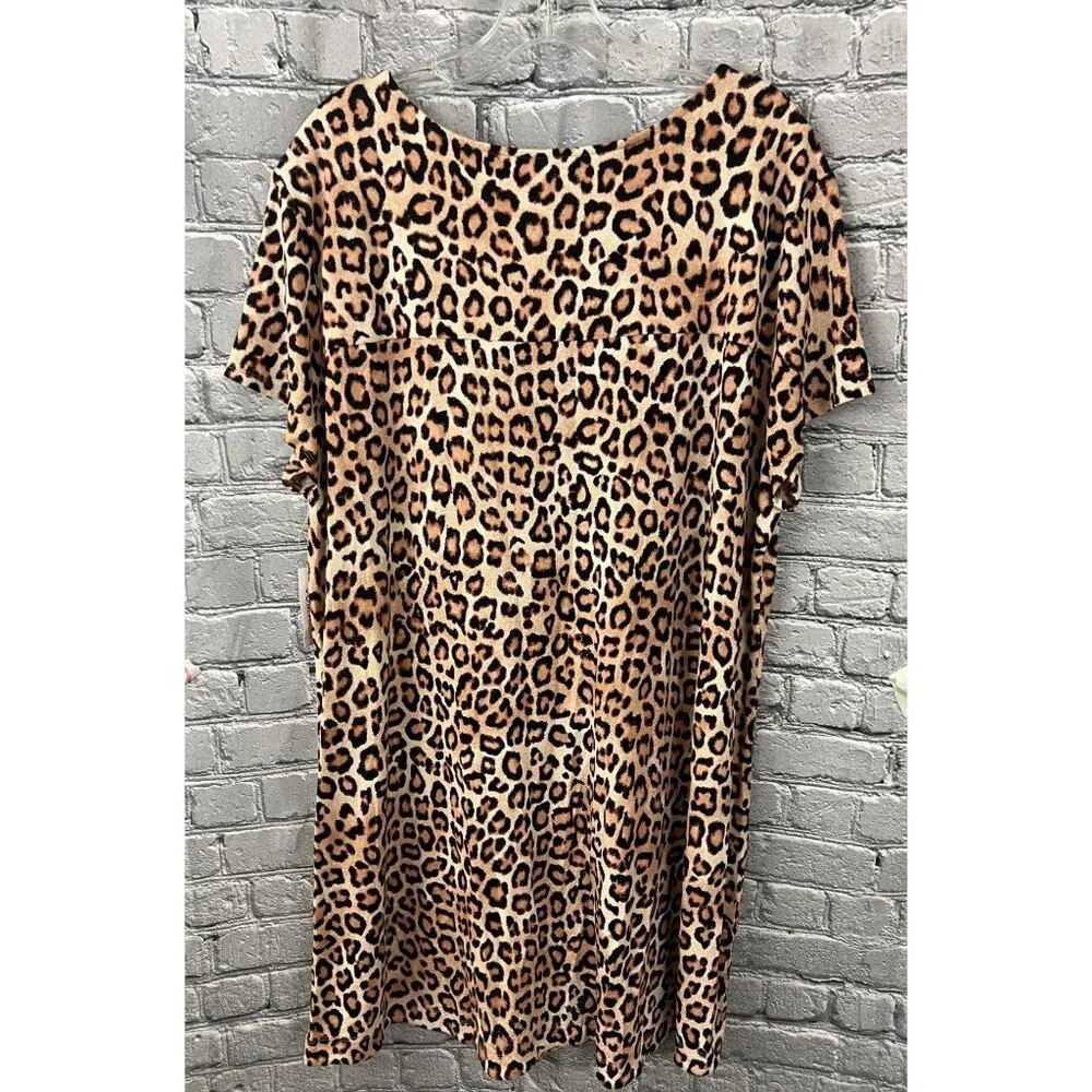 Soma Cool Nights NWT Leopard Print Sleep Shirt XXL V-Neck Pocket Nightgown - Picture 2 of 9